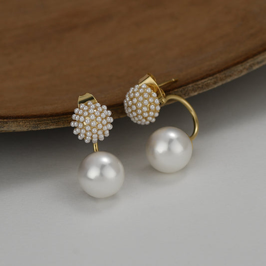 Pearl Floral Ball Eardrops South Korea Simple And Fresh Girl Elegant Wild Earrings