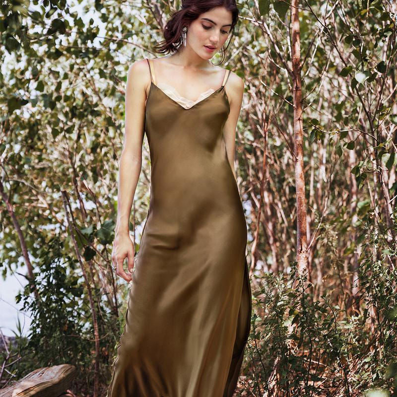 Women's Satin High Slit Sling Dress