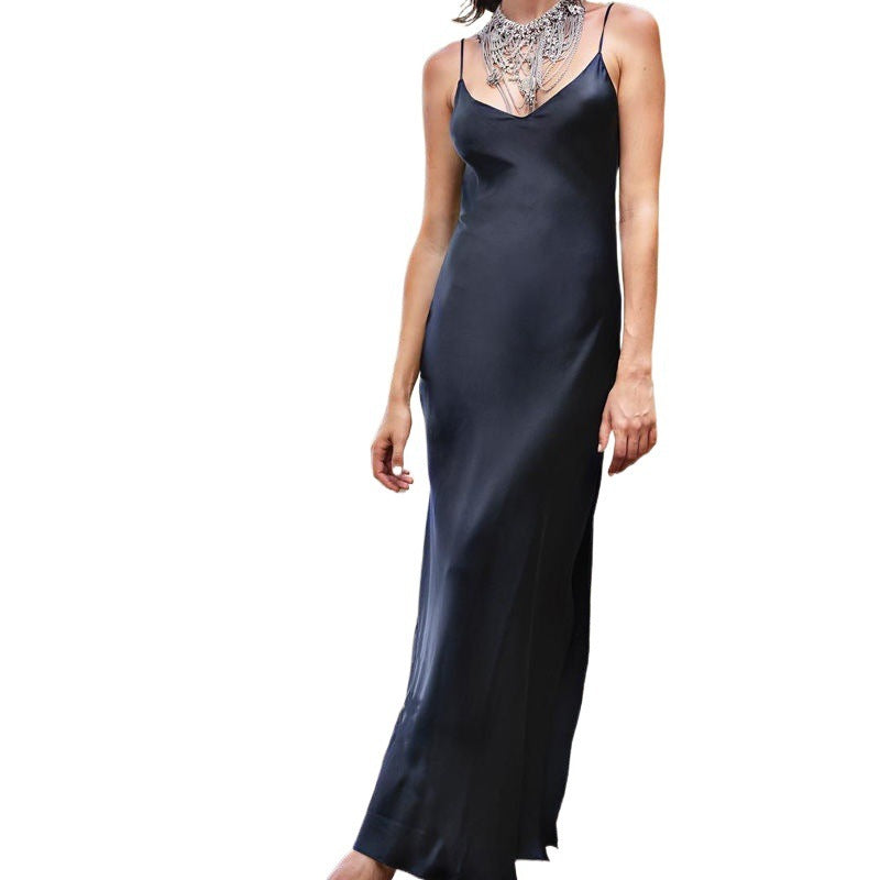 Women's Satin High Slit Sling Dress