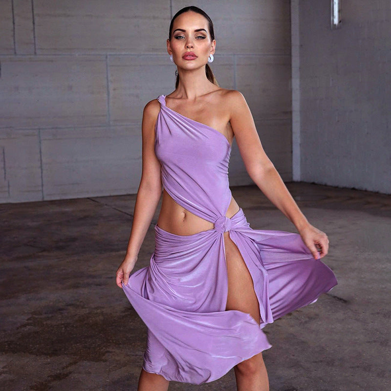 Sleeveless Strap High Slit Dress