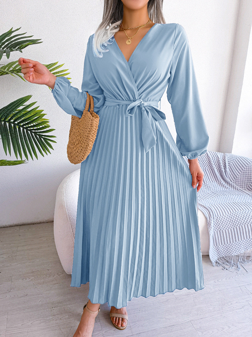 Fashion Elegant Cross Pleated Maxi Dress