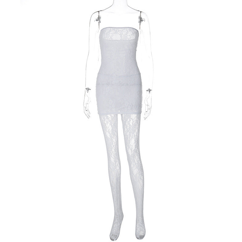 Woman Style Lace Chest Wrap Dress Close-fitting Outer Stockings Suit