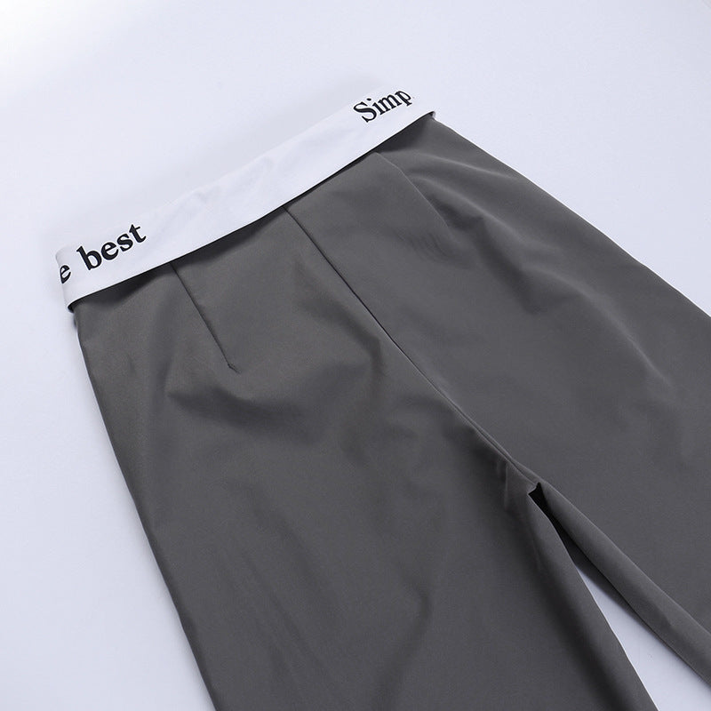 Knitted High Waist Contrast Color Loose Trousers