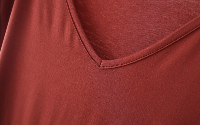 Solid Color And V-neck Sleeveless Loose Women's T-shirt Casual Bottoming Shirt Inner Wear Blouse