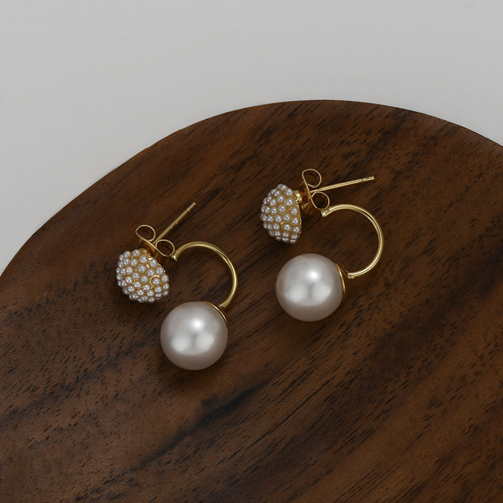 Pearl Floral Ball Eardrops South Korea Simple And Fresh Girl Elegant Wild Earrings