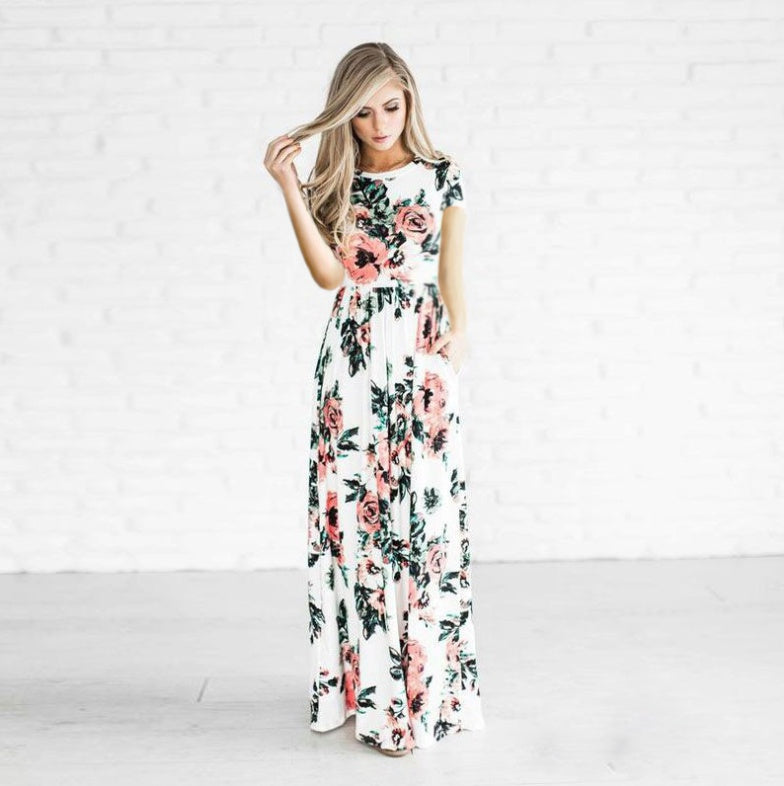 Women's Flower Printing Maxi Dress
