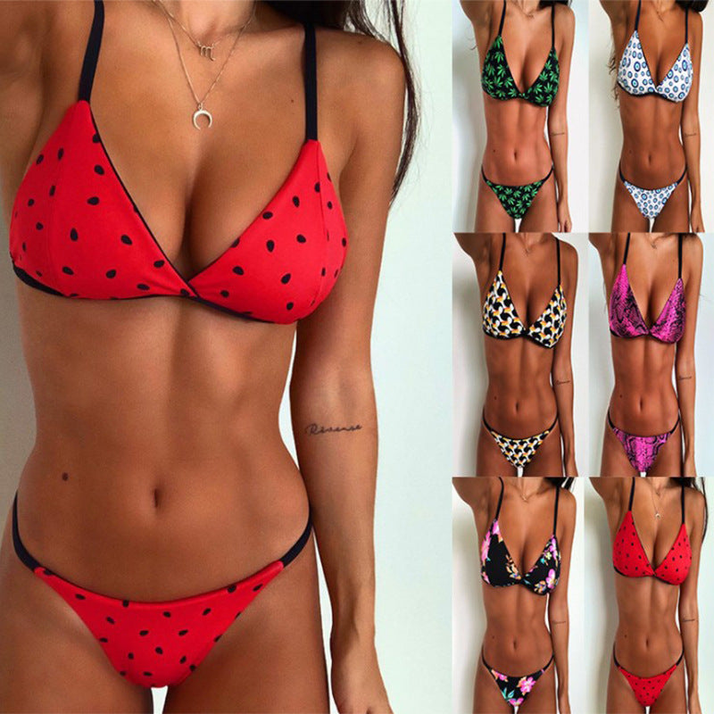 Multicolor printed three-point bikini