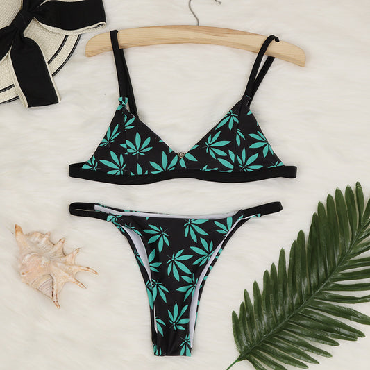 Multicolor printed three-point bikini