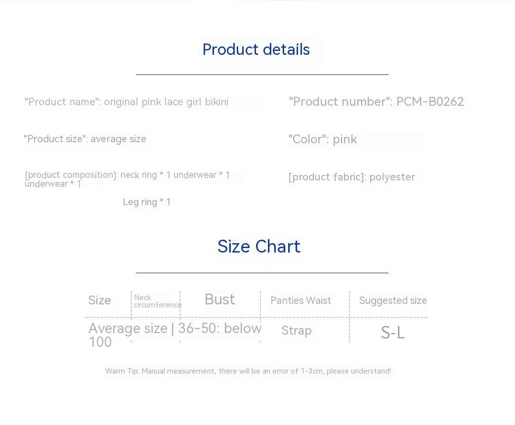 Sexy Lingerie Pink Lace Three-point Bikini