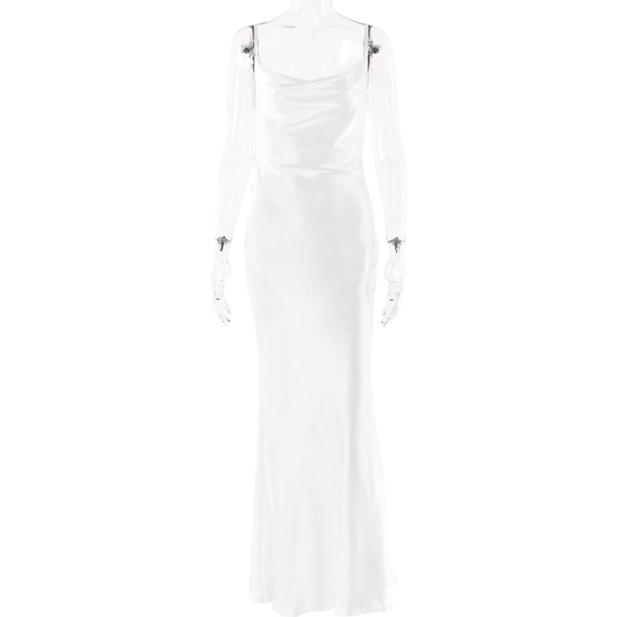 Women's Backless Flower Satin Dress