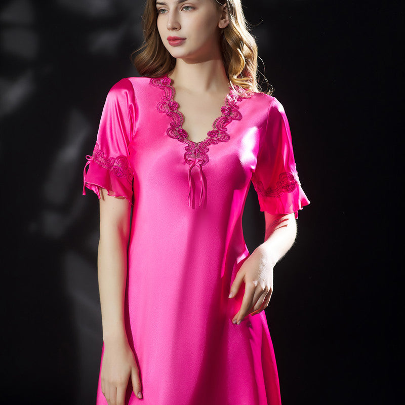 Silk short sleeve ice silk dress