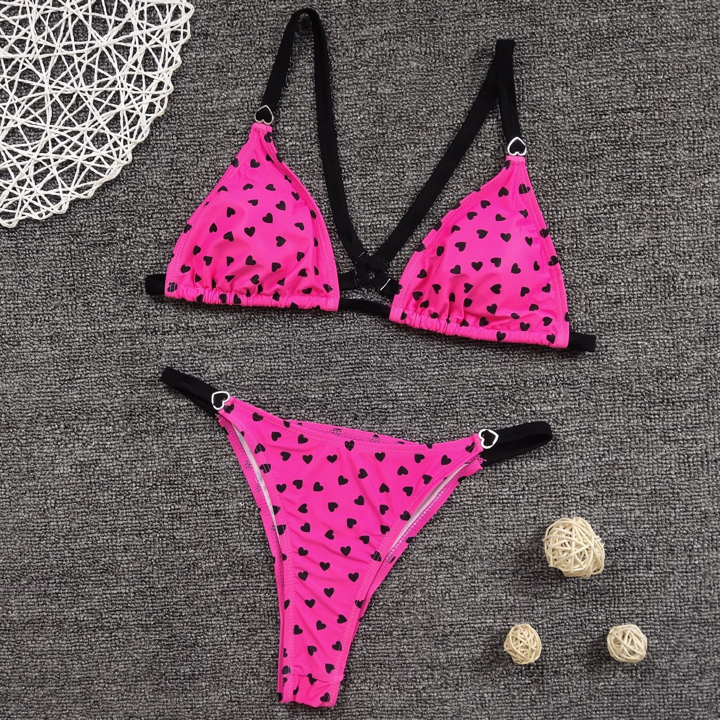 Women's Split Bikini Three-point Fluorescent Print Swimsuit