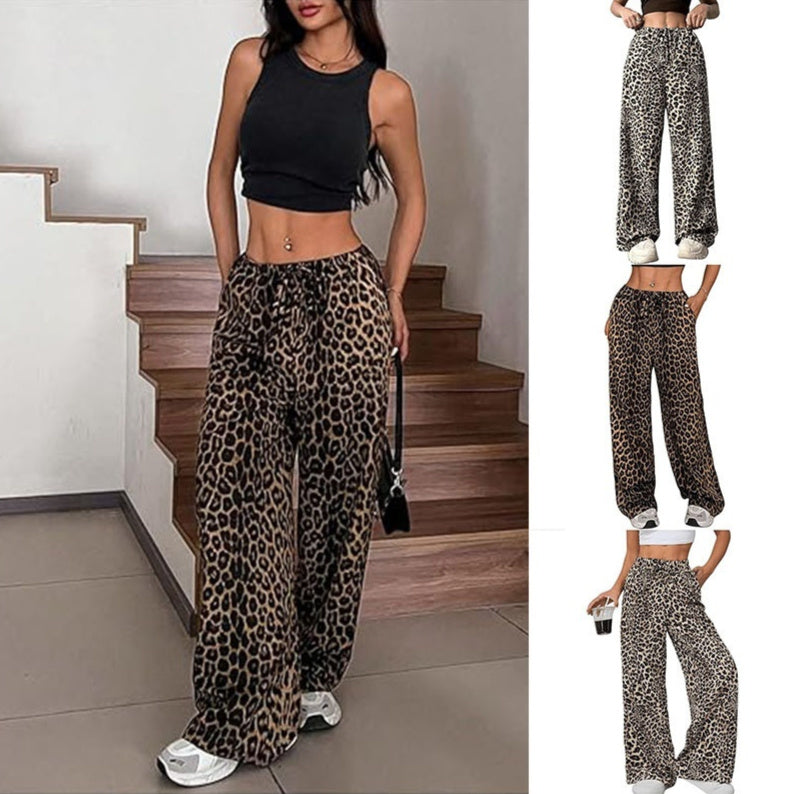 Leopard Print All-Match Low Waist Casual Pants