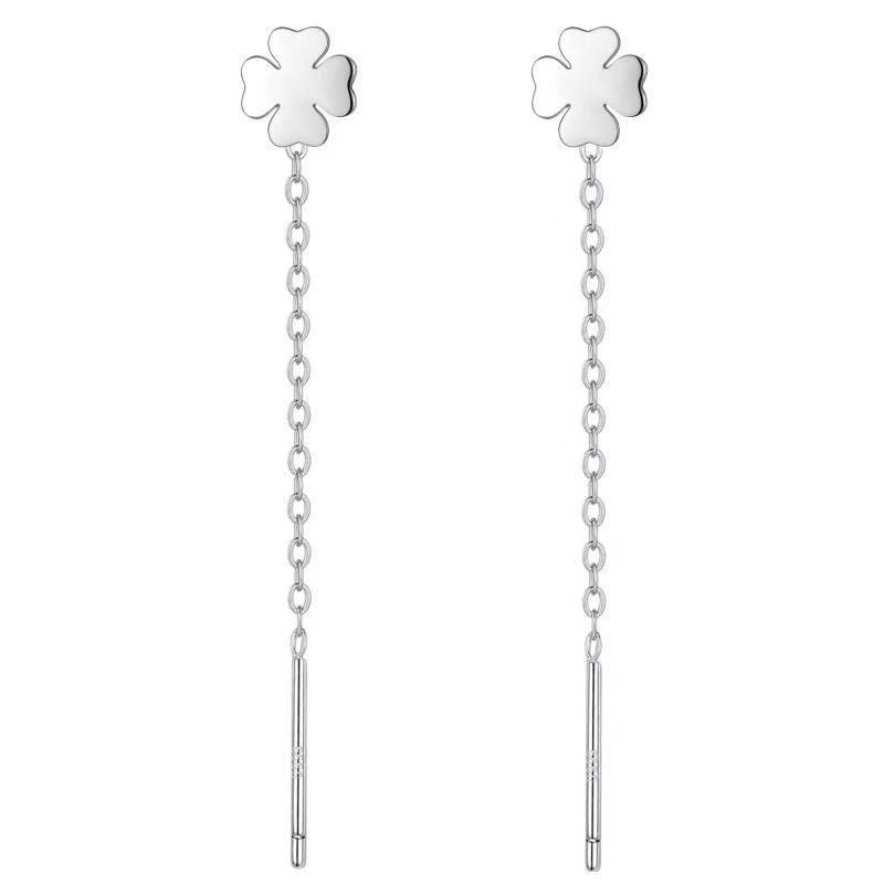 Sterling Silver Needle Pearl Ear String Female Earrings Long Temperament