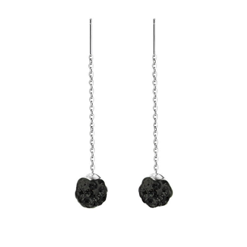 Sterling Silver Needle Pearl Ear String Female Earrings Long Temperament