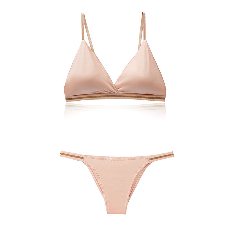 Light Luxury Edition Ice Silk Chest-wrapped Women's Pure Desire Bra Set Bikini