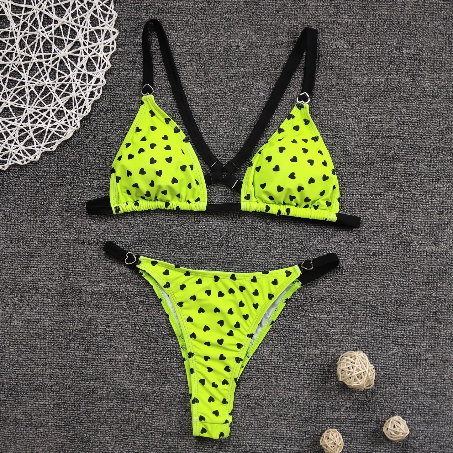 Women's Split Bikini Three-point Fluorescent Print Swimsuit