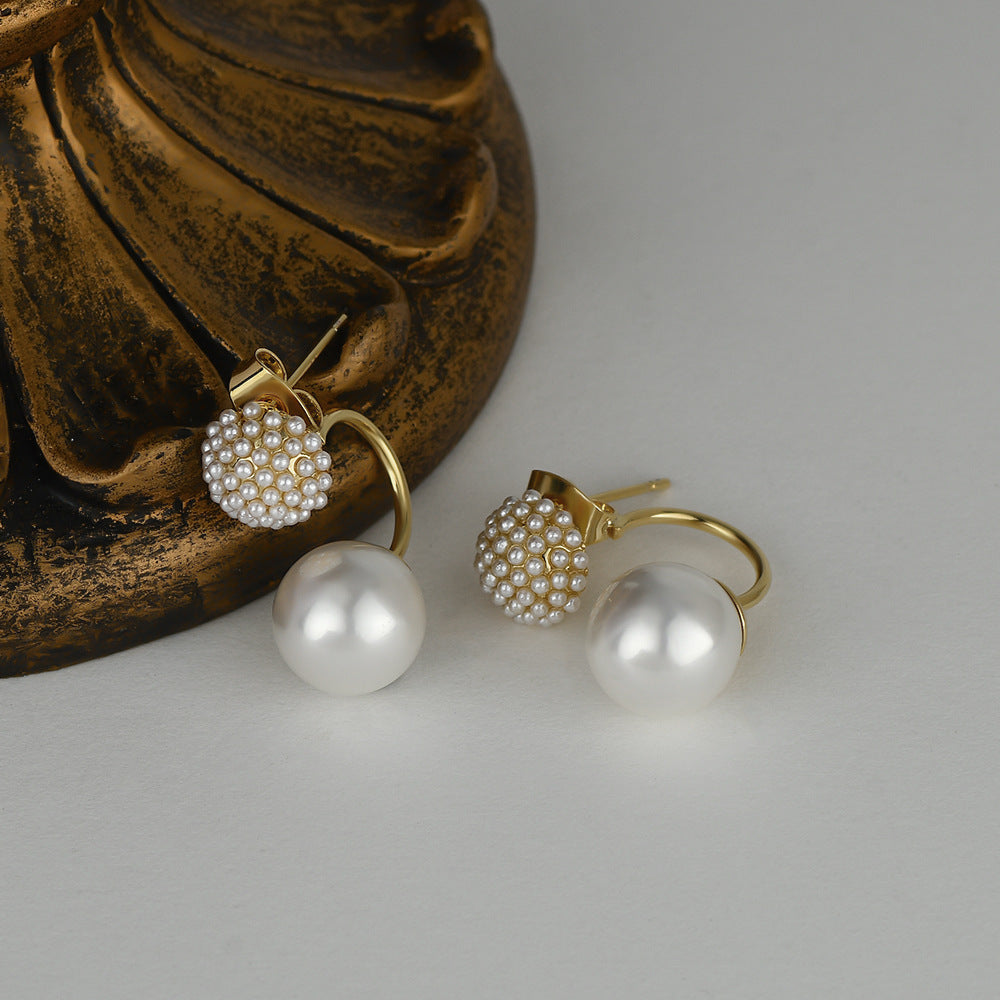 Pearl Floral Ball Eardrops South Korea Simple And Fresh Girl Elegant Wild Earrings