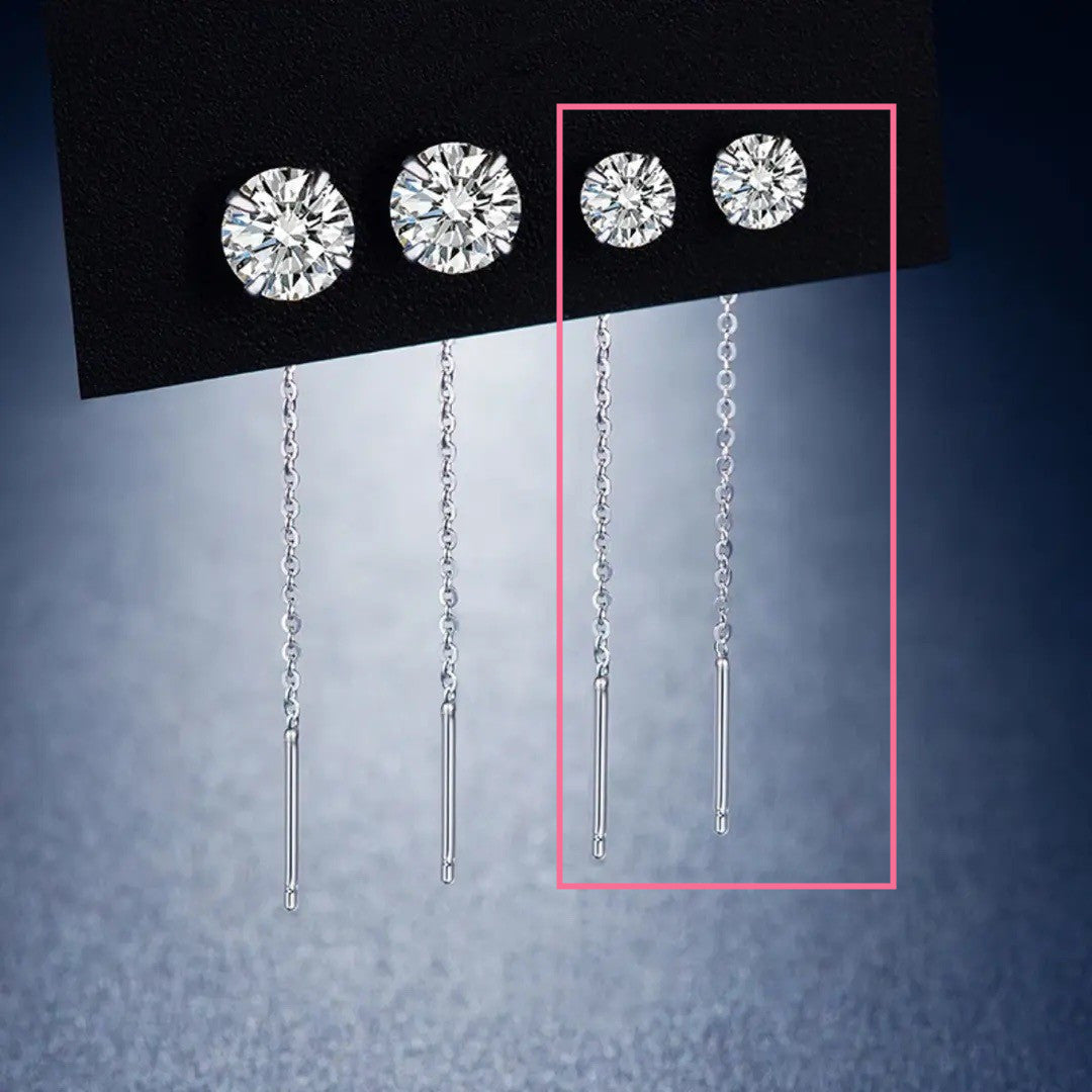 Sterling Silver Needle Pearl Ear String Female Earrings Long Temperament