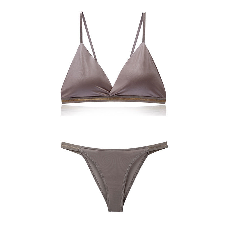 Light Luxury Edition Ice Silk Chest-wrapped Women's Pure Desire Bra Set Bikini