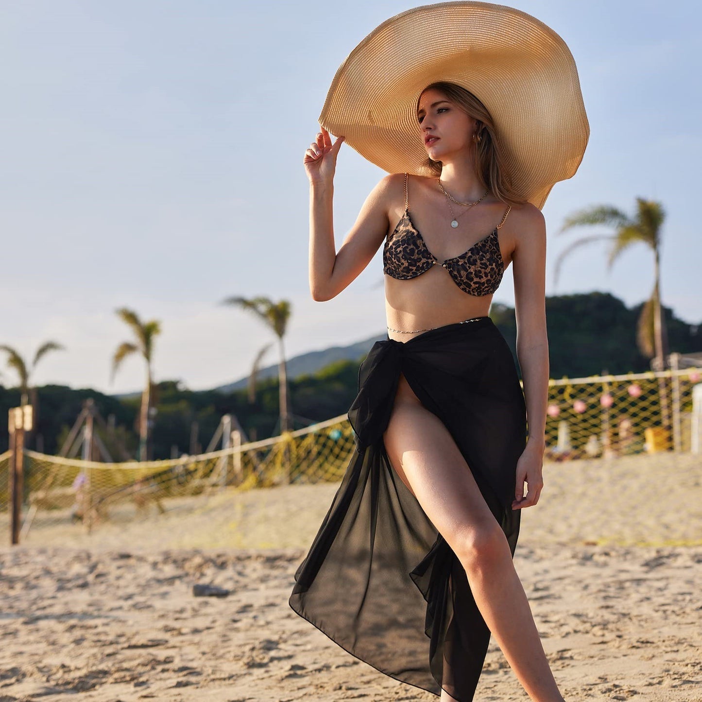 Women's Sarong Swimsuit Blouse Chiffon Long Bikini