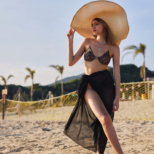 Women's Sarong Swimsuit Blouse Chiffon Long Bikini
