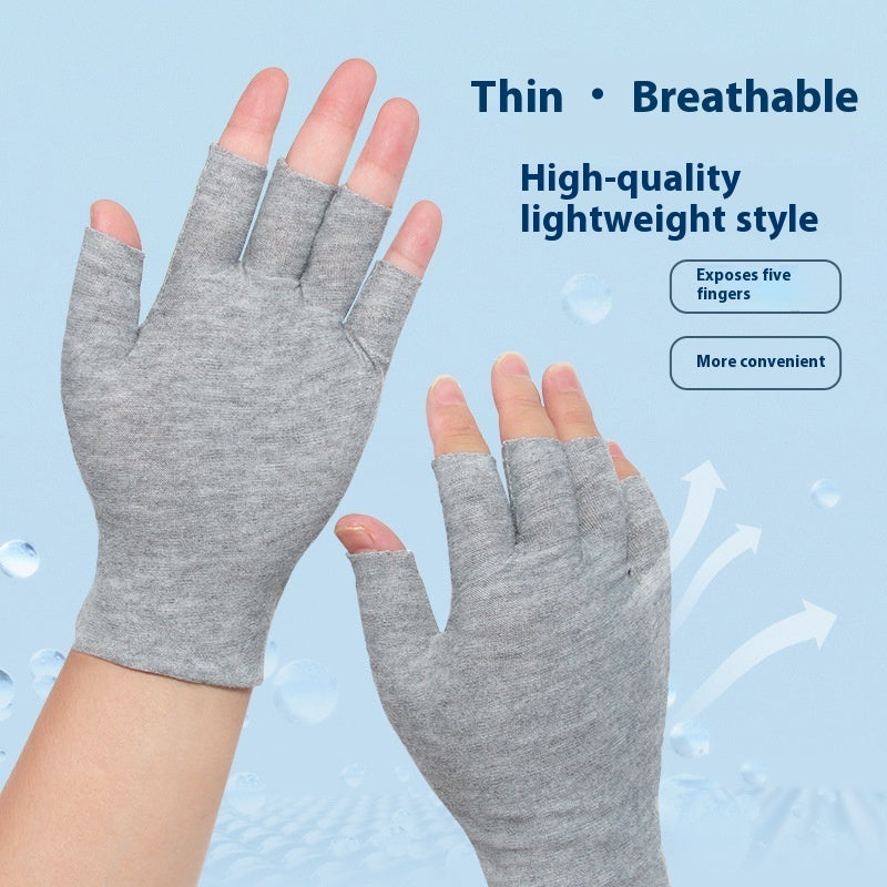 Exposed Five-finger White Cotton Gloves Half-finger And Breathable Sweat-absorbent Thin