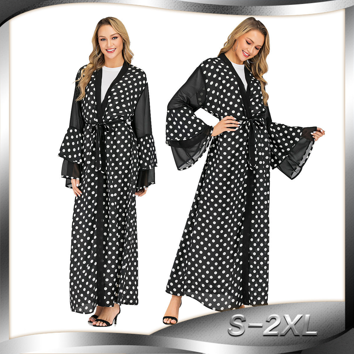 Fashion Polka Dot Pattern Cardigan Robe