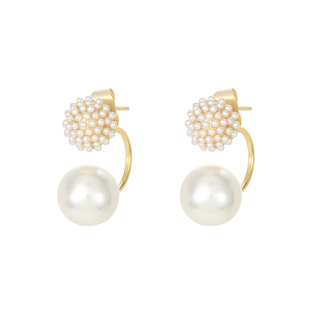 Pearl Floral Ball Eardrops South Korea Simple And Fresh Girl Elegant Wild Earrings